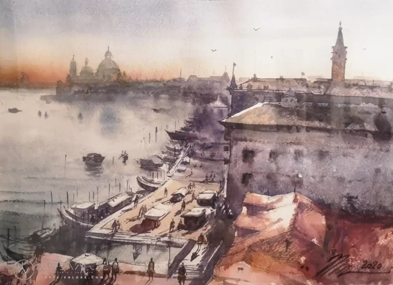 Wenecja z lotu ptaka Filip Kozieradzki 2020 Akwarela 2020